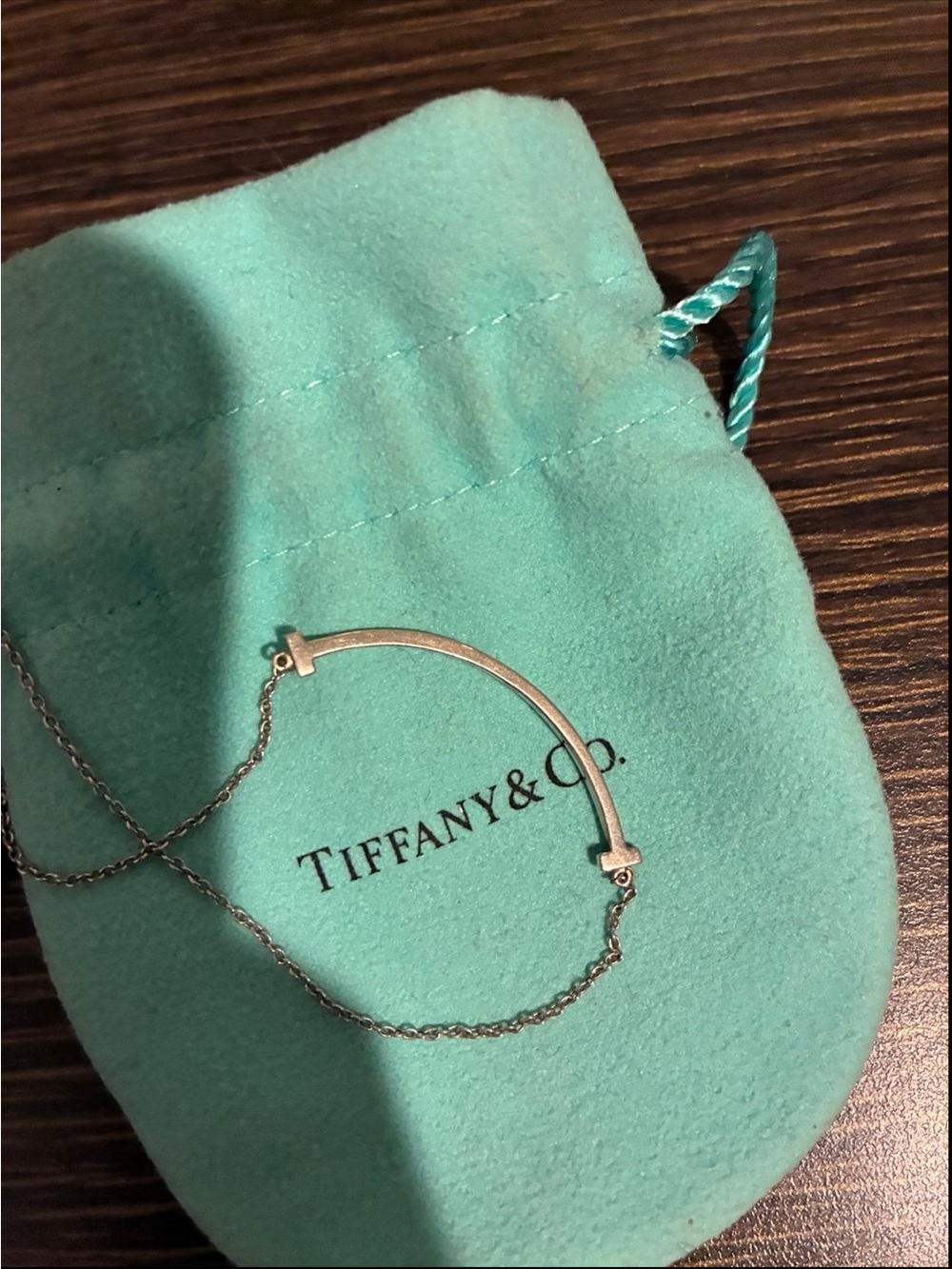 Tiffany & Co. T Smile Small Necklace Pendant Chain Silver Ag925 Used